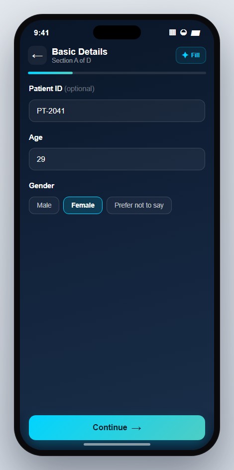 OraScan Handheld health questionnaire